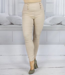 Dasmkie dopasowane spodnie legginsy z wysokim stanem VALERIA (Beżowy) M/L