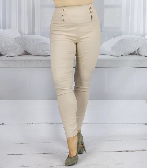 Dasmkie dopasowane spodnie legginsy z wysokim stanem VALERIA (Beżowy) M/L Dasmkie dopasowane spodnie legginsy z wysokim stanem VALERIA (Beżowy) M/L