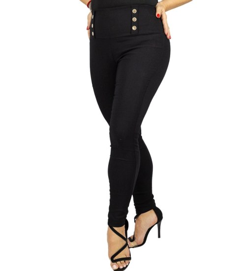 Dasmkie dopasowane spodnie legginsy z wysokim stanem VALERIA (Czarny) M/L