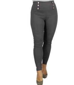Dasmkie dopasowane spodnie legginsy z wysokim stanem VALERIA (Szary) M/L