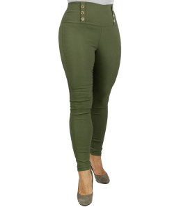 Dasmkie dopasowane spodnie legginsy z wysokim stanem VALERIA (Zielony) M/L