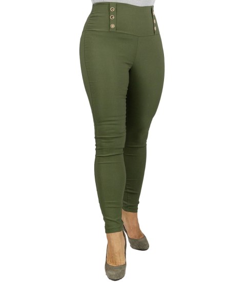 Dasmkie dopasowane spodnie legginsy z wysokim stanem VALERIA (Zielony) M/L Dasmkie dopasowane spodnie legginsy z wysokim stanem VALERIA (Zielony) M/L