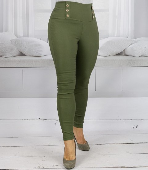 Dasmkie dopasowane spodnie legginsy z wysokim stanem VALERIA (Zielony) M/L Dasmkie dopasowane spodnie legginsy z wysokim stanem VALERIA (Zielony) M/L