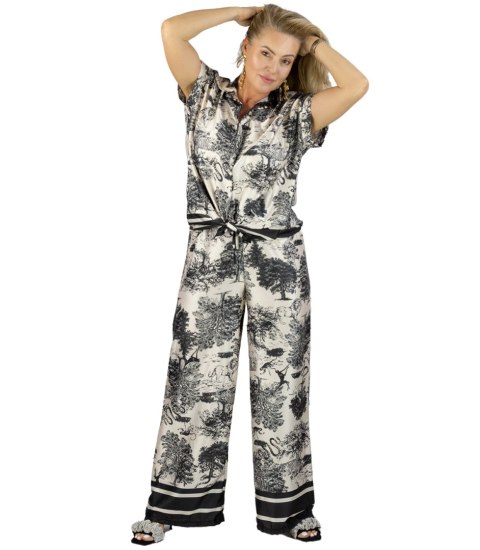 Elegancki komplet damski z printem toile de Jouy " COLETTE (Czarny)