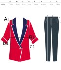 Elegancki komplet damski z printem toile de Jouy " COLETTE (Czerwony)