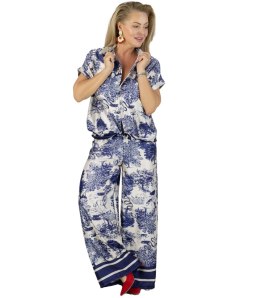 Elegancki komplet damski z printem toile de Jouy 