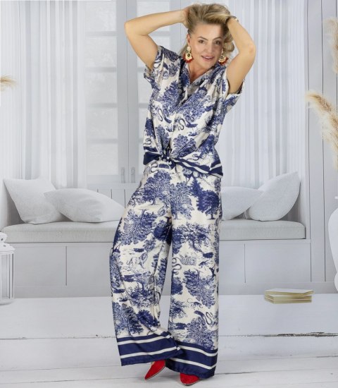 Elegancki komplet damski z printem toile de Jouy " COLETTE (Granatowy) Elegancki komplet damski z printem toile de Jouy " COLETTE (Granatowy)