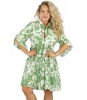 Lużna sukienka midi z falbankami w print all over CLARA (Zielony || Biały || Wielokolorowy) M/L