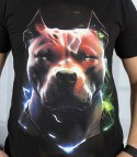 Męski t-shirt koszulka krótki rękaw z nadukiem z psem (Czarny) XXL