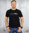 Męski t-shirt koszulka krótki rękaw ze sportowym nadrukiem (Czarny) 3XL