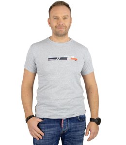 Męski t-shirt koszulka krótki rękaw ze sportowym nadrukiem (Szary) 3XL