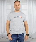 Męski t-shirt koszulka krótki rękaw ze sportowym nadrukiem (Szary) 3XL