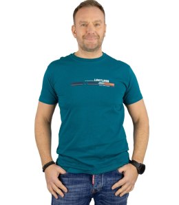 Męski t-shirt koszulka krótki rękaw ze sportowym nadrukiem (Zielony) 3XL