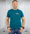 Męski t-shirt koszulka krótki rękaw ze sportowym nadrukiem (Zielony)