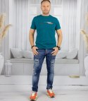 Męski t-shirt koszulka krótki rękaw ze sportowym nadrukiem (Zielony)