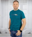 Męski t-shirt koszulka krótki rękaw ze sportowym nadrukiem (Zielony)
