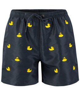 Spodenki szorty kąpielowe ozdobione letnim wzorkiem z przodu (Czarny) 3XL