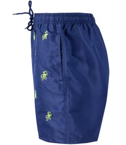 Spodenki szorty kąpielowe ozdobione letnim wzorkiem z przodu (Granatowy) 3XL