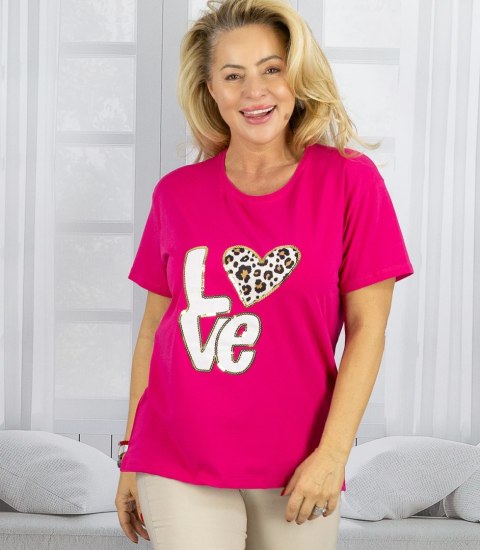 T-shit bluzka koszulka z nadrukiem LOVE i cekinami ALINA (Różowy) T-shit bluzka koszulka z nadrukiem LOVE i cekinami ALINA (Różowy)