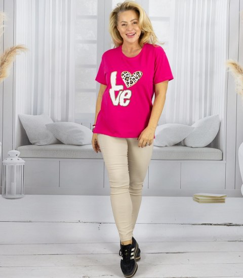 T-shit bluzka koszulka z nadrukiem LOVE i cekinami ALINA (Różowy) T-shit bluzka koszulka z nadrukiem LOVE i cekinami ALINA (Różowy)