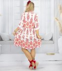 Luźna sukienka boho midi z falbankami PALOMA (Czerwony || Biały || Wielokolorowy) M/L