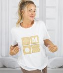 T-shirt bluzka koszulka z ozdobną aplikacją MARCELINE (Biały)