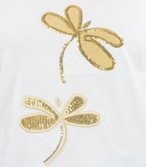 T-shirt bluzka koszulka z ozdobną aplikacją w ważki ZEFIRA (Biały) T-shirt bluzka koszulka z ozdobną aplikacją w ważki ZEFIRA (Biały)