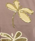T-shirt bluzka koszulka z ozdobną aplikacją w ważki ZEFIRA (Brązowy)