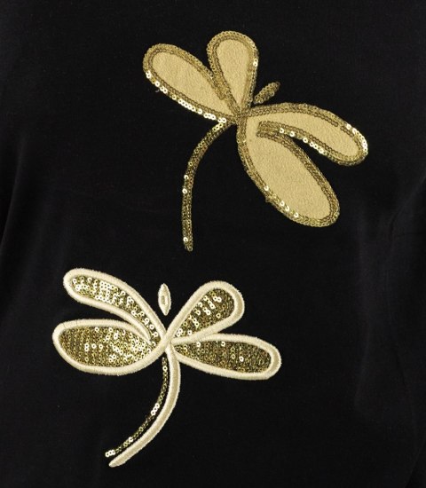 T-shirt bluzka koszulka z ozdobną aplikacją w ważki ZEFIRA (Czarny) T-shirt bluzka koszulka z ozdobną aplikacją w ważki ZEFIRA (Czarny)