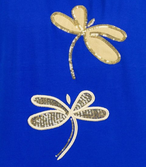 T-shirt bluzka koszulka z ozdobną aplikacją w ważki ZEFIRA (Niebieski) T-shirt bluzka koszulka z ozdobną aplikacją w ważki ZEFIRA (Niebieski)