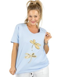 T-shirt bluzka koszulka z ozdobną aplikacją w ważki ZEFIRA (Niebieski)