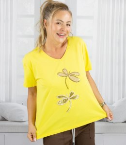 T-shirt bluzka koszulka z ozdobną aplikacją w ważki ZEFIRA (Żółty)