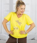 T-shirt bluzka koszulka z ozdobną aplikacją w ważki ZEFIRA (Żółty)