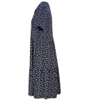 Trapezowa letnia sukienka w biały print MIDI (Granatowy) 3XL (46)