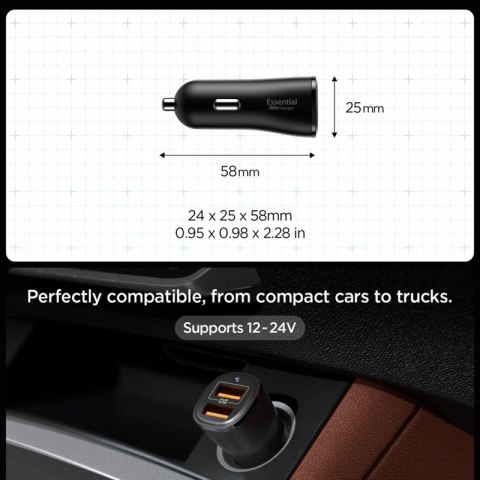 Spigen Essential EV302 - Ładowarka samochodowa 2x USB-A 30W (Czarny) Spigen Essential EV302 - Ładowarka samochodowa 2x USB-A 30W (Czarny)