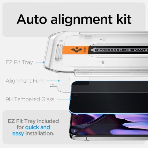 Spigen GLAS.TR EZ FIT Privacy 2-Pack - Szkło hartowane z filtrem prywatyzującym do Google Pixel 9 / 9 Pro 2 szt Spigen GLAS.TR EZ FIT Privacy 2-Pack - Szkło hartowane z filtrem prywatyzującym do Google Pixel 9 / 9 Pro 2 szt