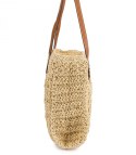 Ażurowa torebka z rafii z eleganckimi uchwytami styl boho na lato (Beżowy)