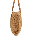 Ażurowa torebka z rafii z eleganckimi uchwytami styl boho na lato (Brązowy)