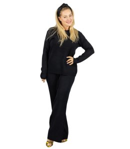 Dzianinowy zestaw dresowy z luźną bluzą i spodniami MARBELLA (Czarny) S/M