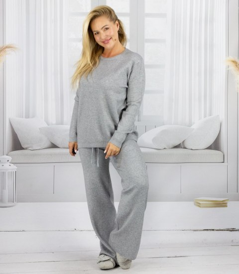 Dzianinowy zestaw dresowy z luźną bluzą i spodniami MARBELLA (Szary) S/M Dzianinowy zestaw dresowy z luźną bluzą i spodniami MARBELLA (Szary) S/M