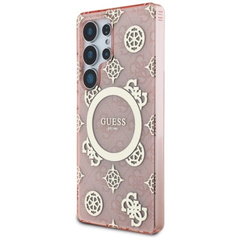 Guess 4G Background Gold Electroplated Peony Pattern MagSafe - Etui do Samsung Galaxy S25 Ultra (różowy) Guess 4G Background Gold Electroplated Peony Pattern MagSafe - Etui do Samsung Galaxy S25 Ultra (różowy)