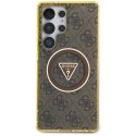Guess 4G Glitter Triangle Buttons MagSafe - Etui do Samsung Galaxy S25 Ultra (brązowy)