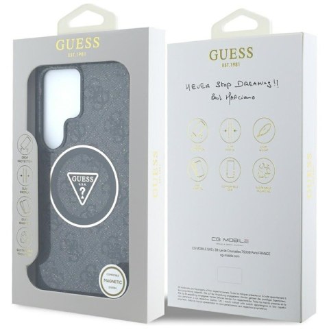 Guess 4G Glitter Triangle Buttons MagSafe - Etui do Samsung Galaxy S25 Ultra (czarny) Guess 4G Glitter Triangle Buttons MagSafe - Etui do Samsung Galaxy S25 Ultra (czarny)