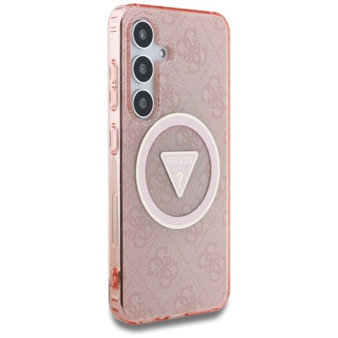 Guess 4G Glitter Triangle Buttons MagSafe - Etui do Samsung Galaxy S25 (różowy) Guess 4G Glitter Triangle Buttons MagSafe - Etui do Samsung Galaxy S25 (różowy)