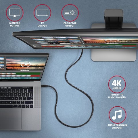 AXAGON BUCM32-CM20AB USB-C 3.2 Gen 2 do USB-C 3.2 Gen 2, czarny - 2m AXAGON BUCM32-CM20AB USB-C 3.2 Gen 2 do USB-C 3.2 Gen 2, czarny - 2m