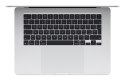 Apple MacBook Air 15,3"Retina 500nit M4 chip with 10-core CPU + 10-core GPU 16GB SSD256 2xTB4 BLKB 1Y Silver