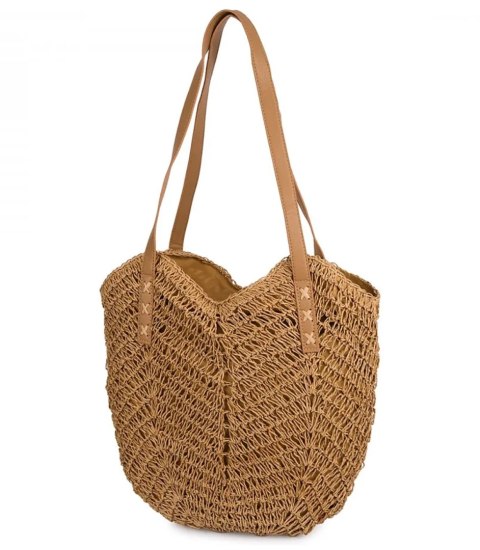 Torba damska plażowa boho ażurowa na lato koszyk shopper (Brązowy) Torba damska plażowa boho ażurowa na lato koszyk shopper (Brązowy)