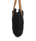 Torba damska plażowa boho ażurowa na lato koszyk shopper (Czarny)