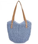 Torba damska plażowa boho ażurowa na lato koszyk shopper (Niebieski)