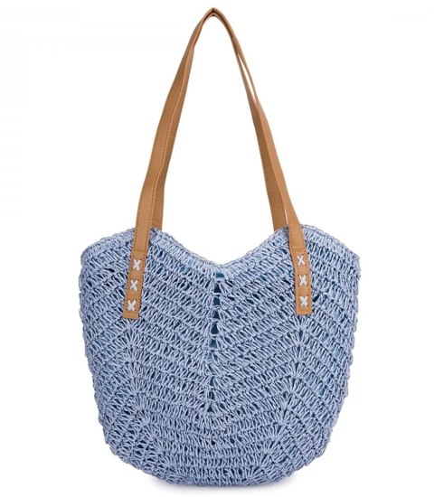 Torba damska plażowa boho ażurowa na lato koszyk shopper (Niebieski) Torba damska plażowa boho ażurowa na lato koszyk shopper (Niebieski)